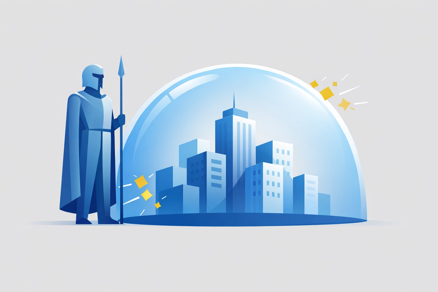 A digital bodyguard dome providing cybersecurity for SMBs with ironclad protection from attacks.