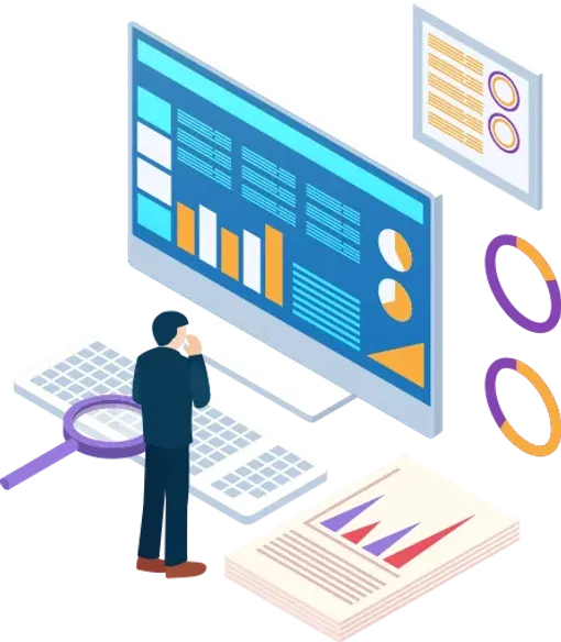 IT specialist reviewing network performance and security dashboards