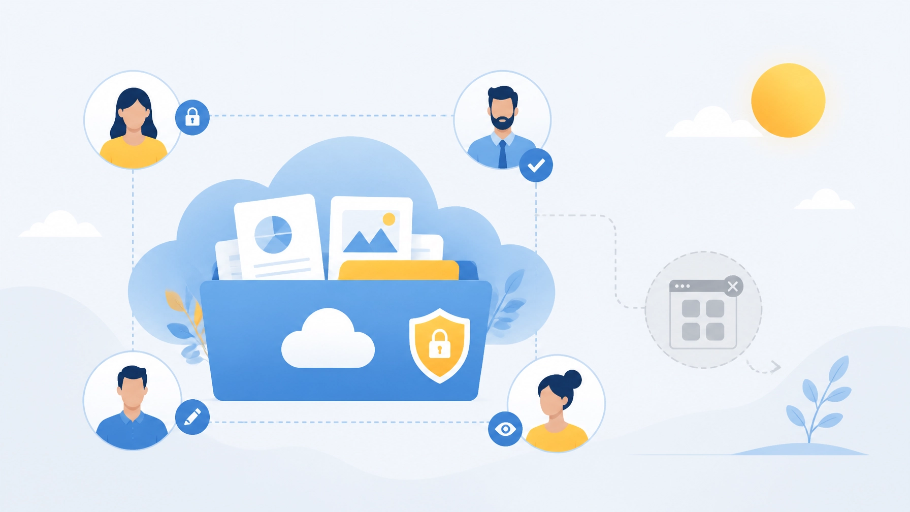 Secure cloud collaboration with organized files and controlled permissions